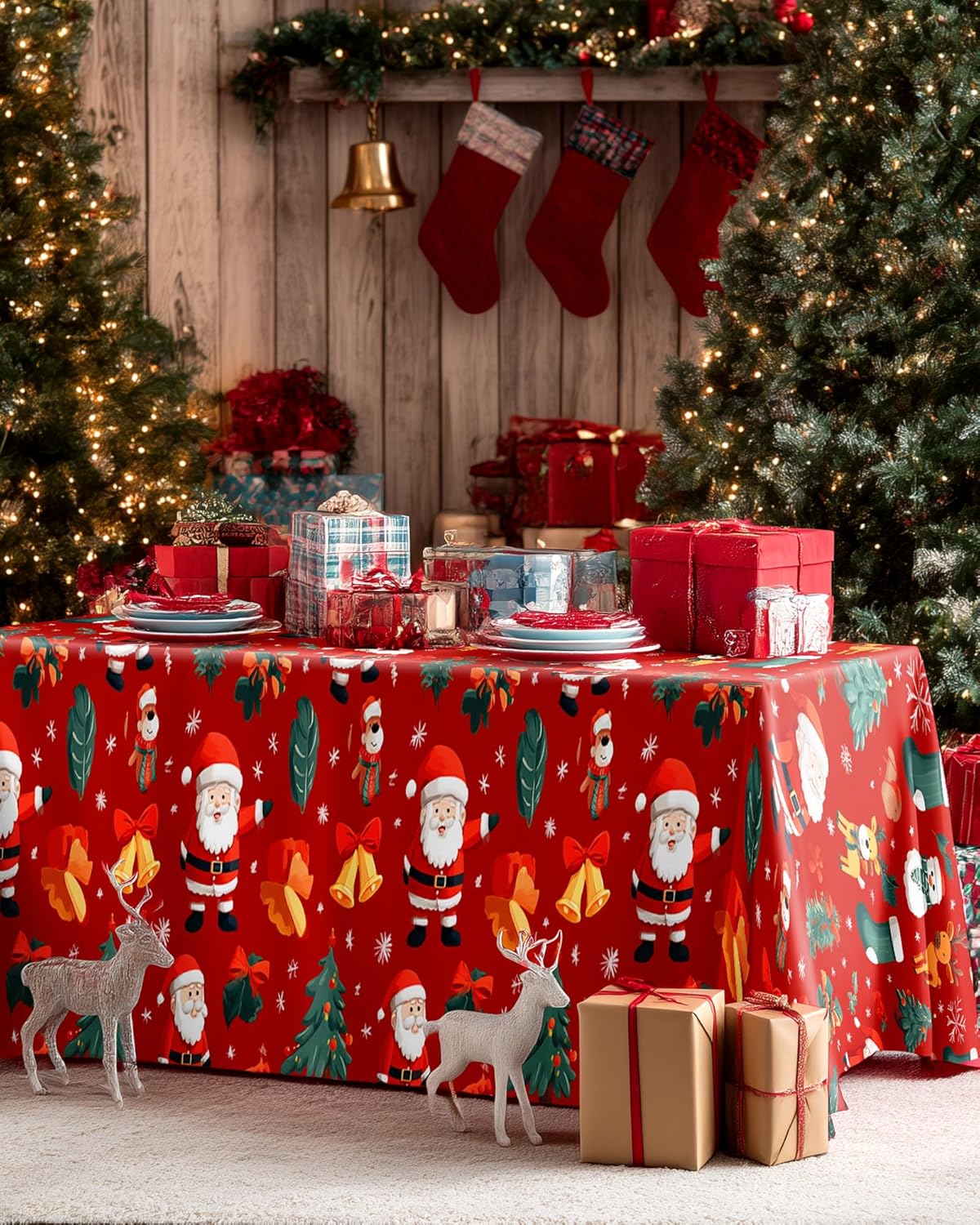 Pureegg Disposable Tablecloths - 10 Pack, 54 x 108 Inch, Sturdy & Leakproof for Christmas Parties - Red