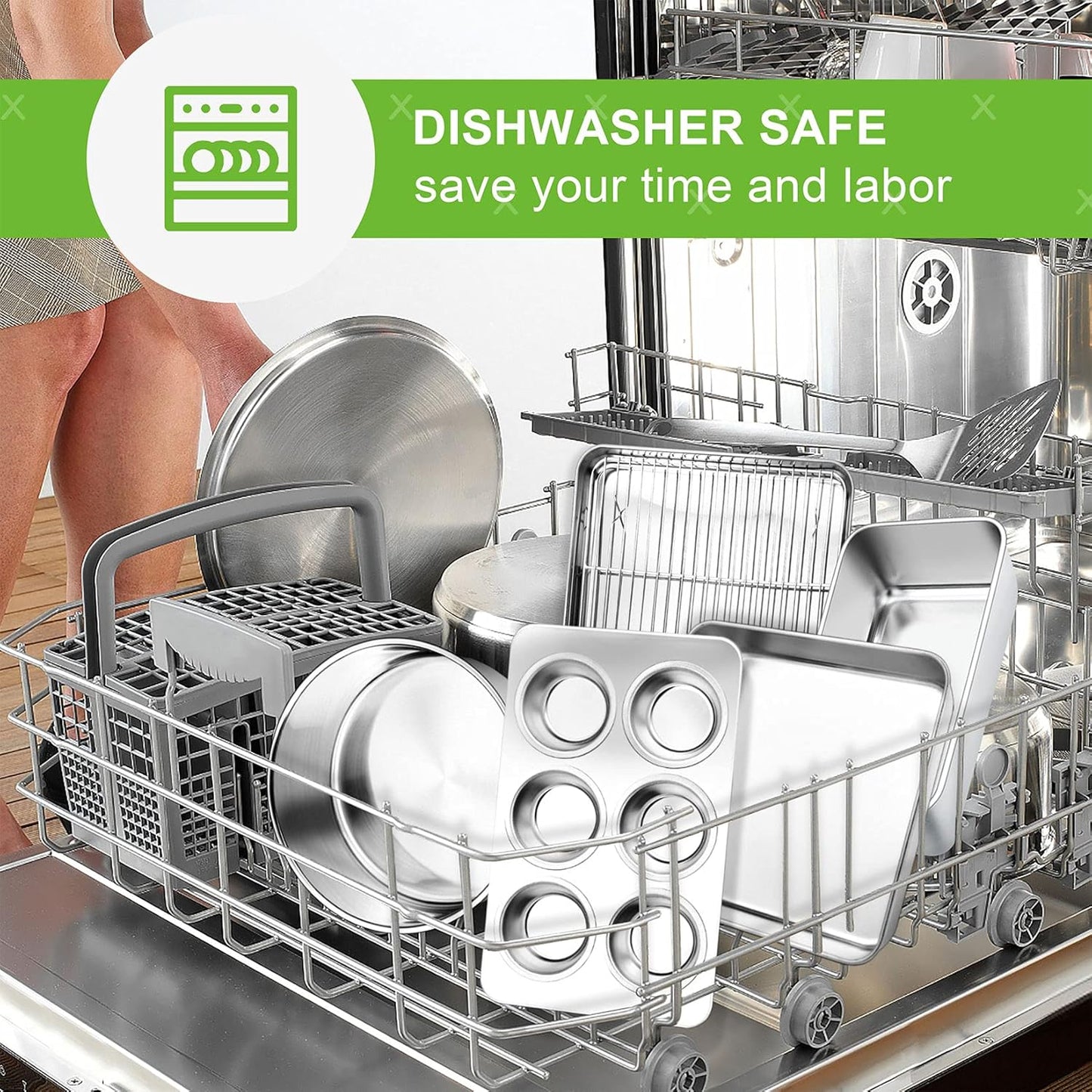 P&P CHEF 6-Piece Toaster Oven Bakeware Set - Stainless Steel, Non-Toxic & Easy to Clean