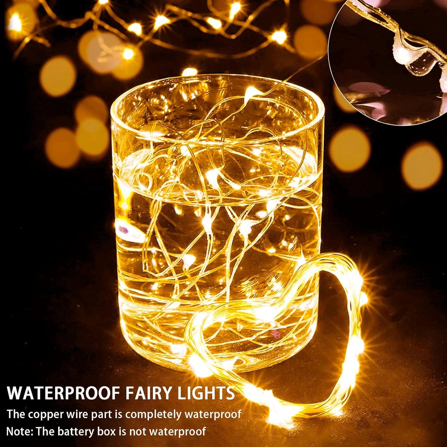 Skiennix 20 LED Fairy Lights - 7Ft Twinkle String Lights | Battery Operated & Waterproof for Parties, Weddings, & Decor - Yellow