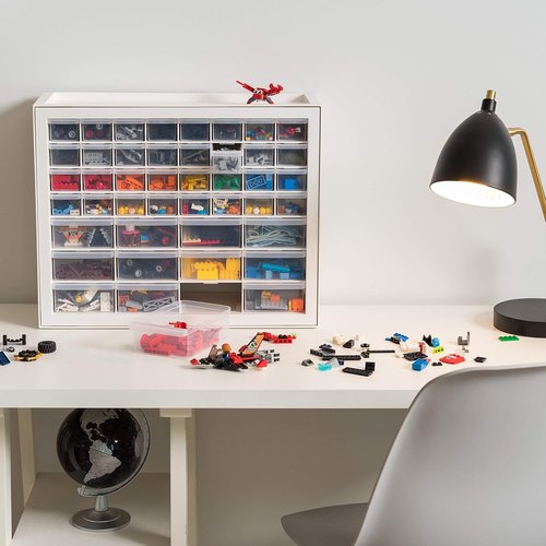 IRIS USA 44-Drawer Storage Cabinet - Stackable Organizer for Screws, Nuts, Bolts & Crafts | White