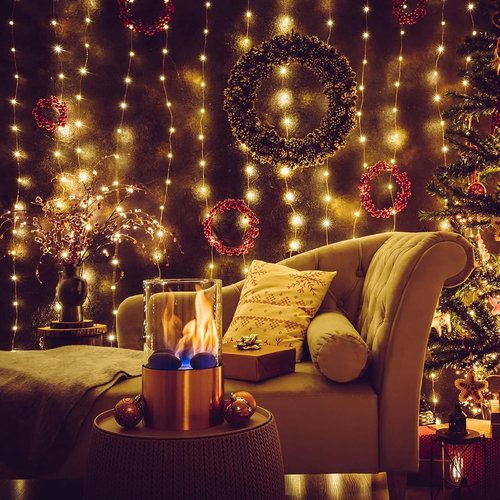 **195 LED Curtain String Lights - 6.5 x 5 Ft Battery Operated Fairy Lights with 8 Modes & Timer | Copper Twinkle Decor for Christmas & Weddings**