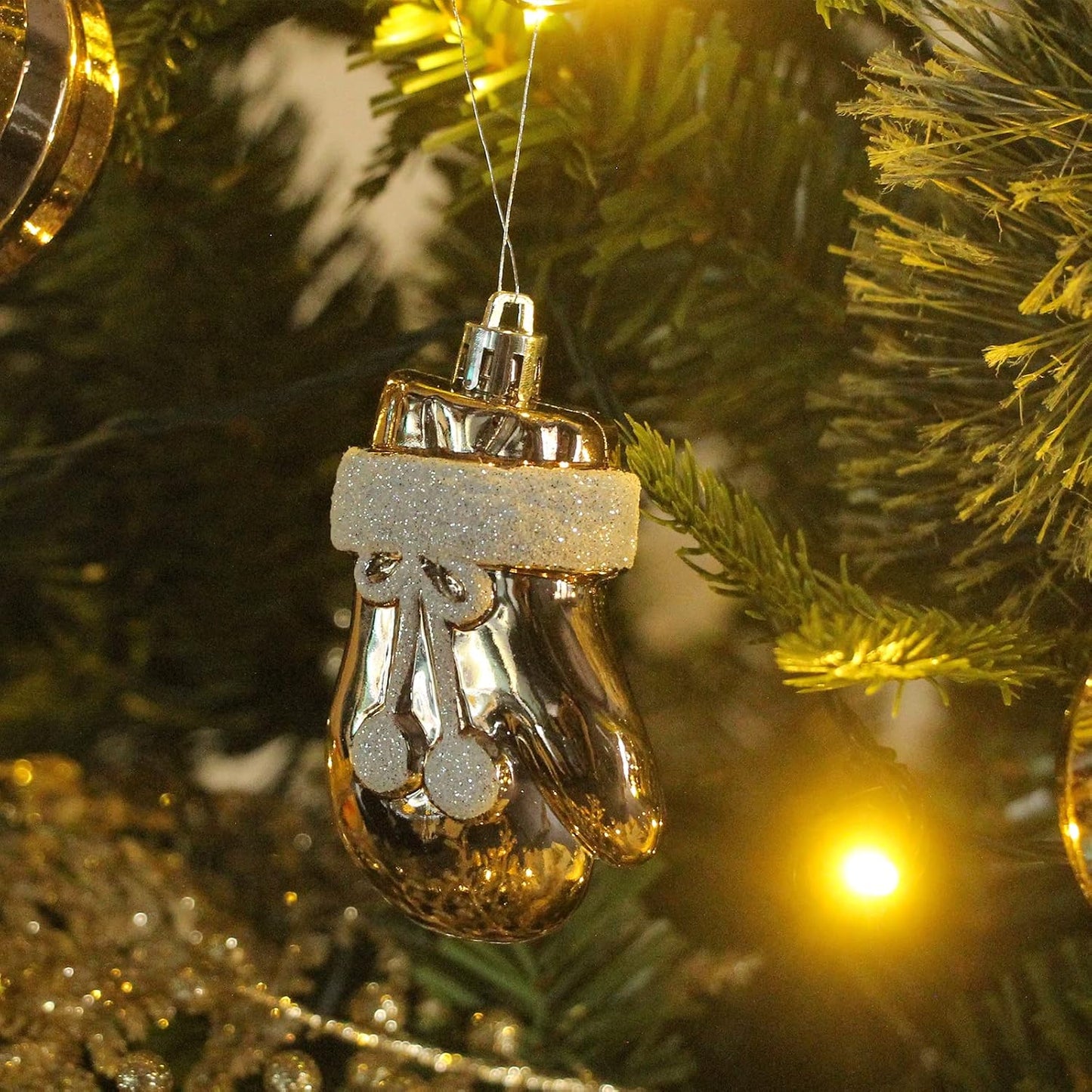 Roseleaf 132-Pc Traditional Christmas Tree Ornament Set - Shatterproof White & Blue Hanging Decor