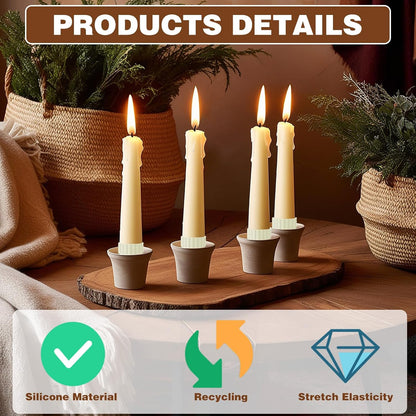 Skiennix Candle Grippers - 20Pcs Flexible Silicone Stabilizers for Taper Candles | 10 Adhesive & 10 Fitters