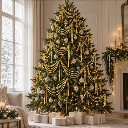 Variation of THIS listing: WILLBOND 99 ft Gold Beaded Garland for Christmas Tree - Faux Pearl Bead