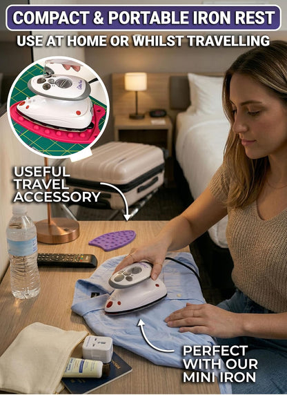 Quilted Bear Mini Iron Rest - Silicone Heat Resistant Mat for Crafting & Sewing - Durable Purple Surface