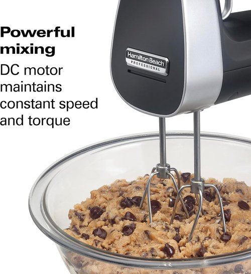 Hamilton Beach Professional Cordless Electric Hand Mixer - Infinite Speed Control, LCD Screen, Quick Recharge, Black