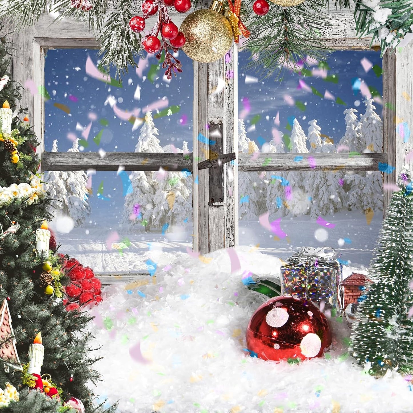 Skiennix Fake Snow Decor - Glittery Artificial Snow for Craft Making | 10.6 Ounce Holiday Decoration