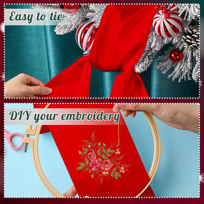 VitalCozy Wreath Sash Set - 4 Pcs Embroidery Blanks for Front Door Decor | Red (4.49" X 56.30")
