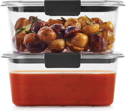 Rubbermaid Brilliance Food Storage Containers - Airtight & Leak-Proof, 4.7 Cup, Medium Deep, 4 Count