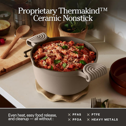 Our Place Perfect Pot - 5.5 Qt Ceramic Cookware with Lid & Spatula | Patented 8-in-1 Nonstick, PFAS-Free, Oven-Safe Up to 450°F