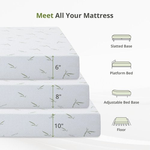 EGOHOME 8 Inch Full Size Mattress, Cooling Green Tea Gel Memory Foam for Pressure Relief, Medium Firm Support, Fiberglass Free, Bed in a Box, CertiPUR-US Certified