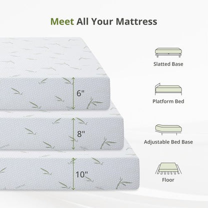 EGOHOME 8 Inch Full Size Mattress, Cooling Green Tea Gel Memory Foam for Pressure Relief, Medium Firm Support, Fiberglass Free, Bed in a Box, CertiPUR-US Certified