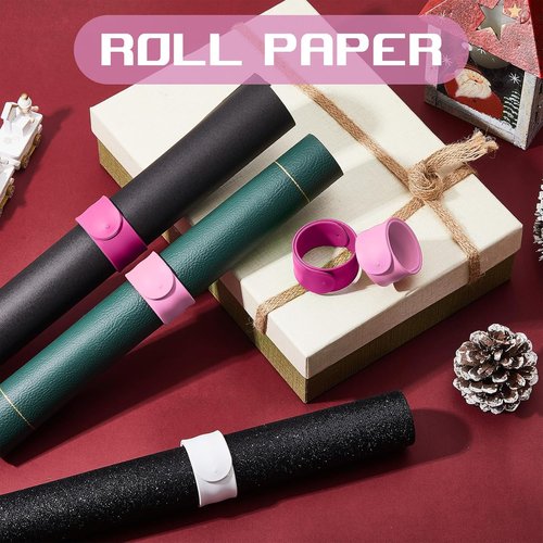 Charniol Wrapping Paper Roll Holder - 12-Piece Silicone Covered Metal Stabilizer | 1 x 9 Inch, Rose Red, Pink, White