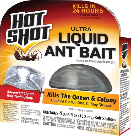 Hot Shot Ultra Ant Bait - Advanced Liquid Formula Kills Household Ants Fast | 4 Count Pack