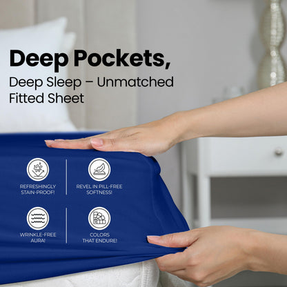 Utopia Bedding King Fitted Sheet - Bottom Sheet - Deep Pocket - Soft Microfiber - Shrinkage and Fade Resistant-Easy Care -1 Fitted Sheet Only (Royal Blue)