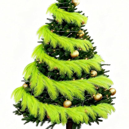 6 Ft Lime Green Pampas Grass Wreath Garland - Christmas Decor (Variation: Lemon Green+6 Ft)