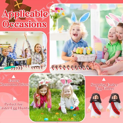 Bememo 50 Pcs Mini Jesus Figures Jesus Loves You Christ Toys Little Christ Figures to Hide and Seek Sunday School Religious Party Favors Gift(Red)