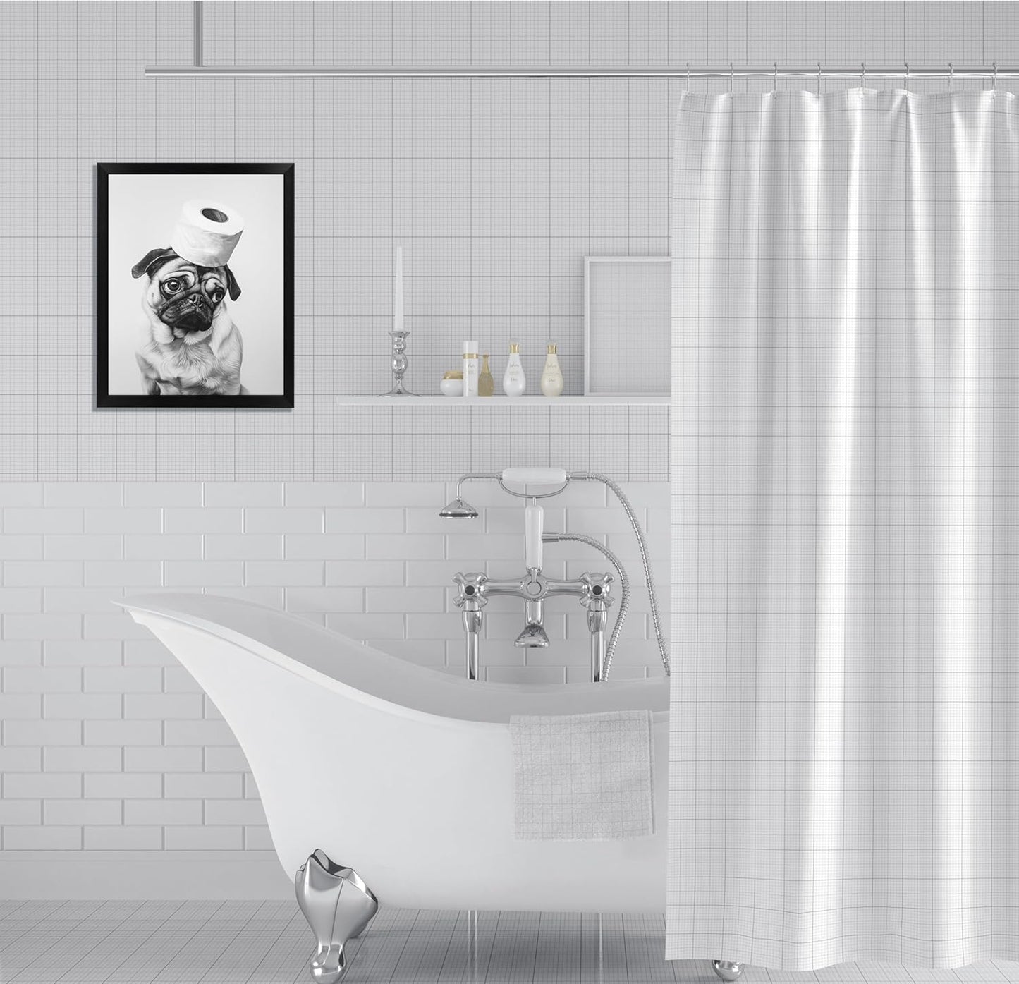Regine Switzerland Funny Bathroom Wall Art - Aesthetic Black and White Canvas Decor | Framed Design