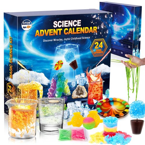 Kids Gifts Birthday Advent Calendar for Girls Boys Toys, 24 Days Science Kits Countdown Calendar for Kids Age 4+, Birthday Vacation Advent Calendar