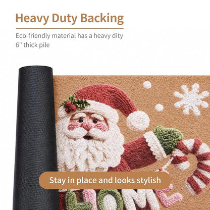 Santa Claus Welcome Doormat 17x29 Inch Non-Slip Indoor Outdoor Rug - Christmas