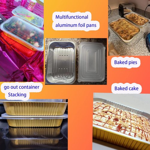 Gold Aluminum Foil Baking Pans - Heavy-Duty Disposable Food Containers with Lids | 9"×13" (10-Pack)