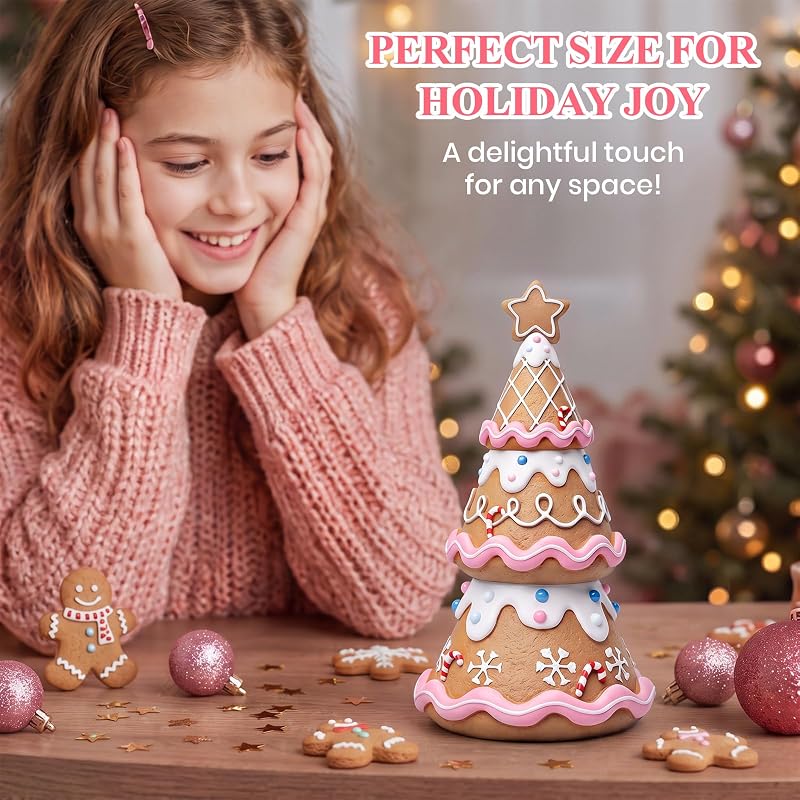 Gingerbread Christmas Tree Figurines – Resin 6 Inch Holiday Home Decor