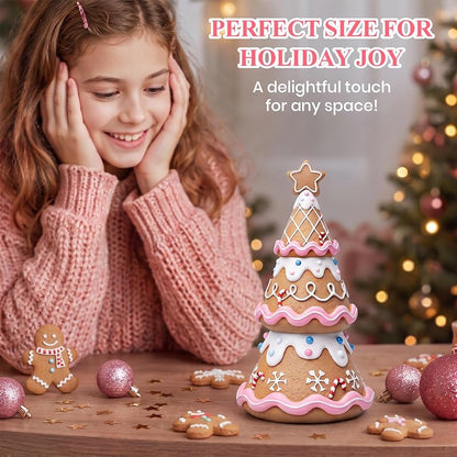 Gingerbread Christmas Tree Figurines – Resin 6 Inch Holiday Home Decor