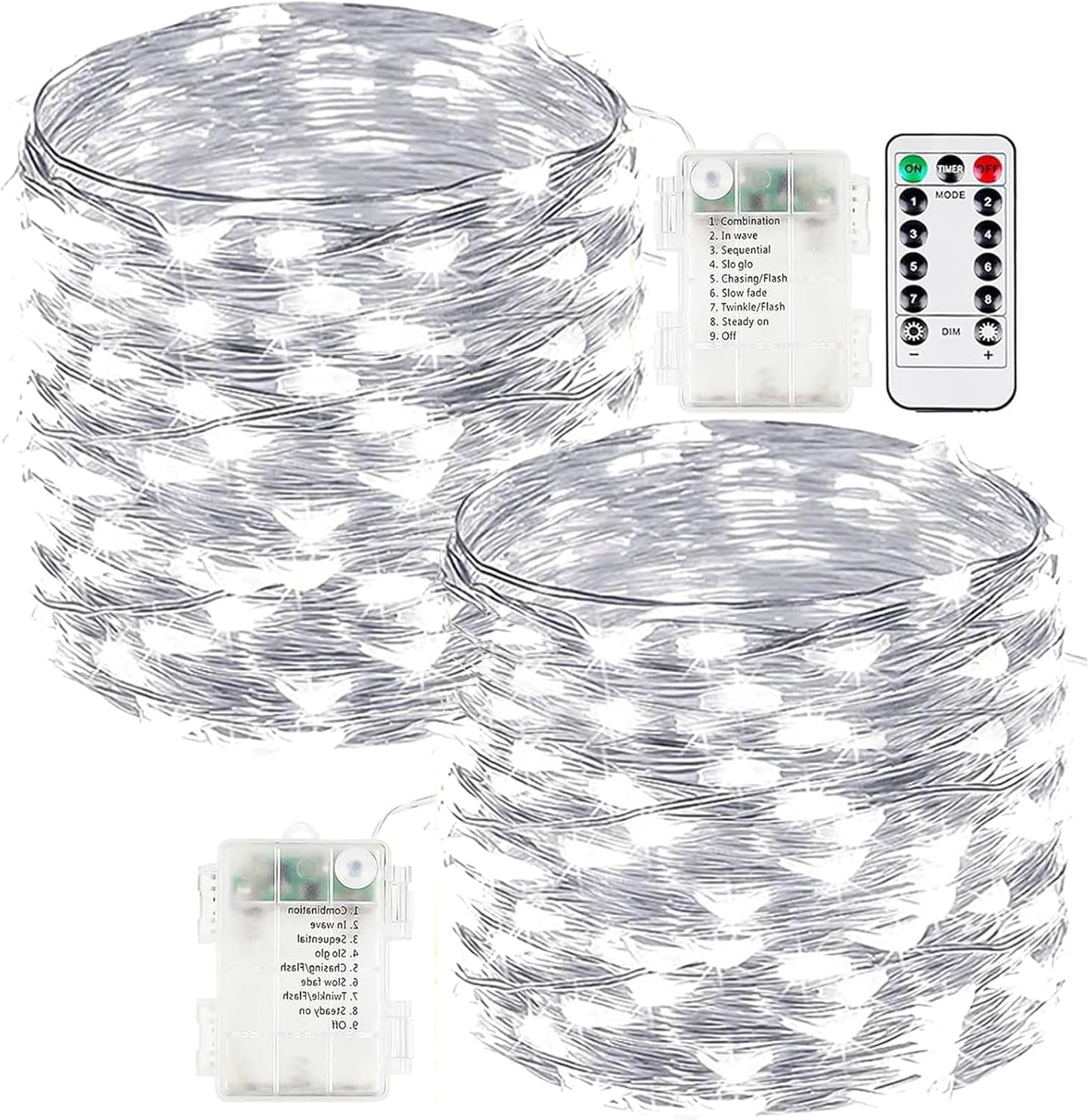 Skiennix 66FT Battery Operated Fairy Lights - 200 LED Waterproof String Lights with Remote & Timer for Indoor/Outdoor Decor