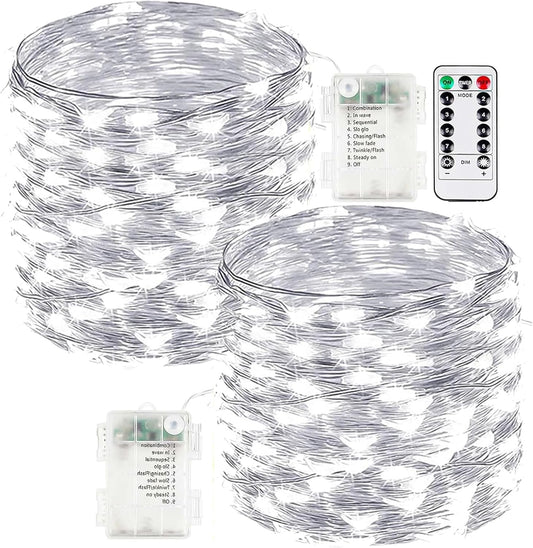 Skiennix 66FT Battery Operated Fairy Lights - 200 LED Waterproof String Lights with Remote & Timer for Indoor/Outdoor Decor