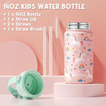 Fimibuke Kids Bento Lunch Box Set - 4 Compartments, Insulated Bag, Water Bottle & Utensils | Perfect Birthday Gift for Ages 3-12