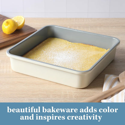 Sur La Table Nonstick Rectangular Cake Pan - 9 Inch, PFOA-Free, Linen White Finish