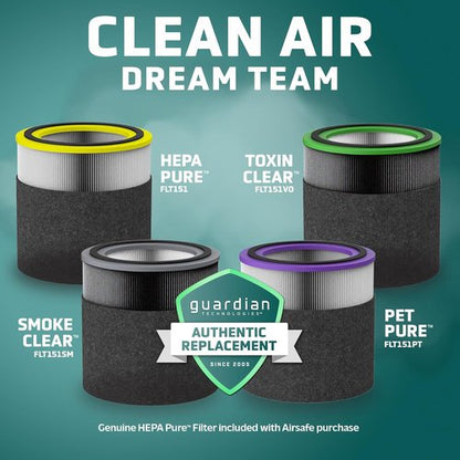GermGuardian Airsafe+ HEPA Air Purifier - Ideal for Large Rooms Up to 1043 Sq. Ft. | Black with UV-C Light & Sensor