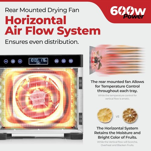 Magic Mill Pro Food Dehydrator - 7 XL Stainless Steel Trays for Jerky, Fruits & Herbs | Digital Timer & Temperature Control