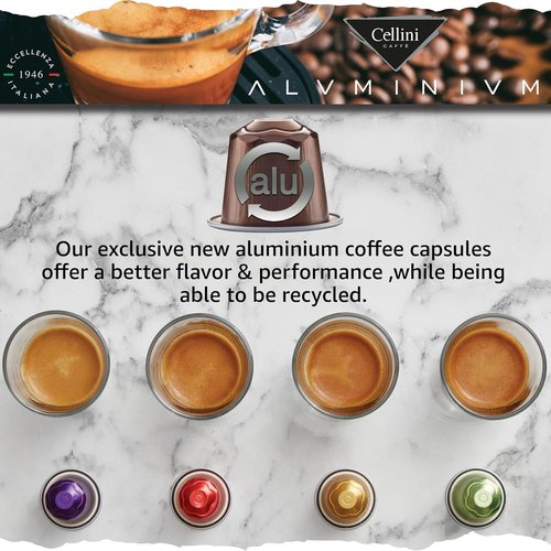 Cellini Caffè Intenso Dark Roast Coffee Capsules - 30 Count Aluminum Nespresso Pods | Extra Strong & 100% Compatible