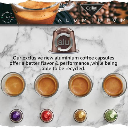 Cellini Caffè Intenso Dark Roast Coffee Capsules - 30 Count Aluminum Nespresso Pods | Extra Strong & 100% Compatible