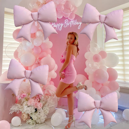 Skiennix 38-Inch Giant Pink Bow Balloons - Perfect for Birthday, Bachelorette & Wedding Celebrations