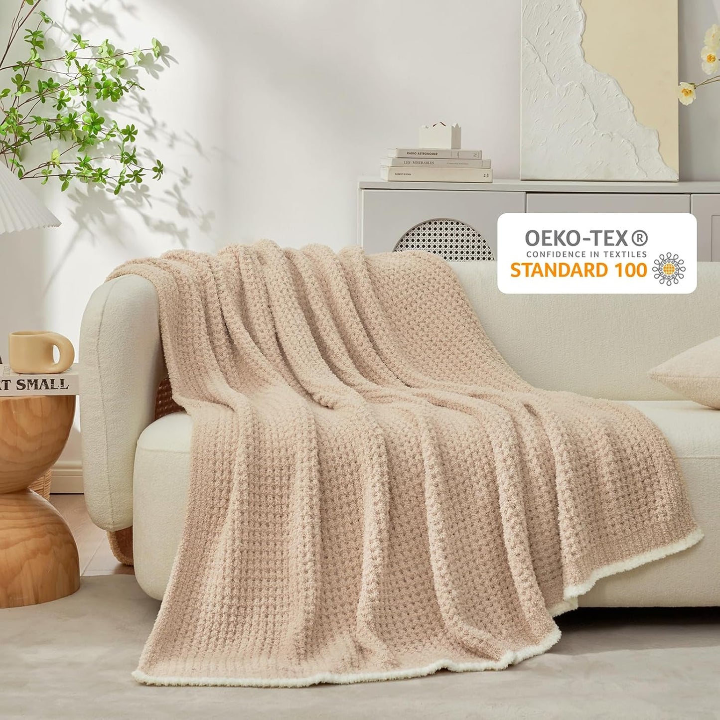 Snuggle Sac Waffle Throw Blanket - Reversible Microfiber Cozy Knit 50x60 Inches | Perfect Gift for Women