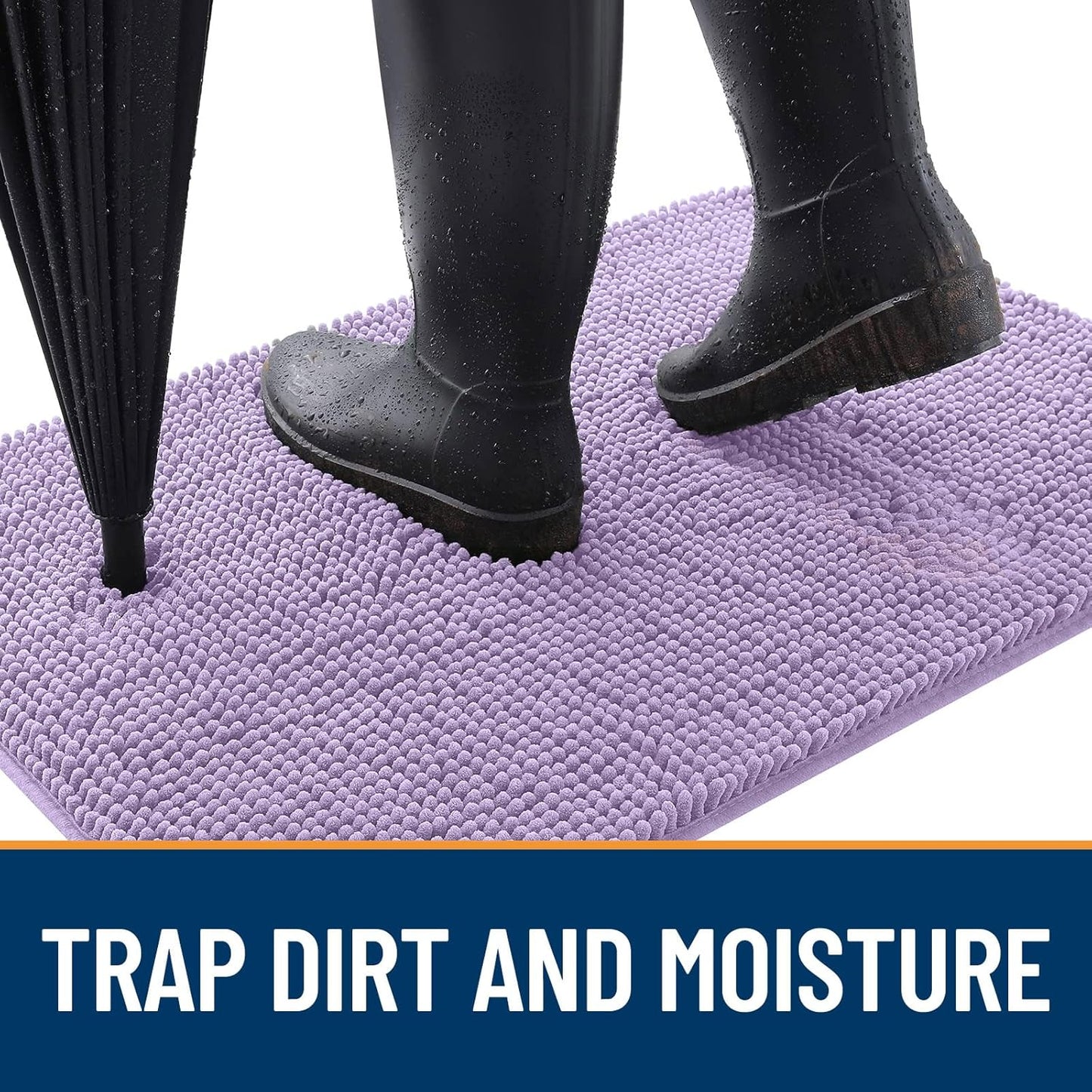 OLANLY Dog Door Mat - Absorbent Non-Slip Washable Chenille Mat for Muddy Paws | 48x30, Lavender