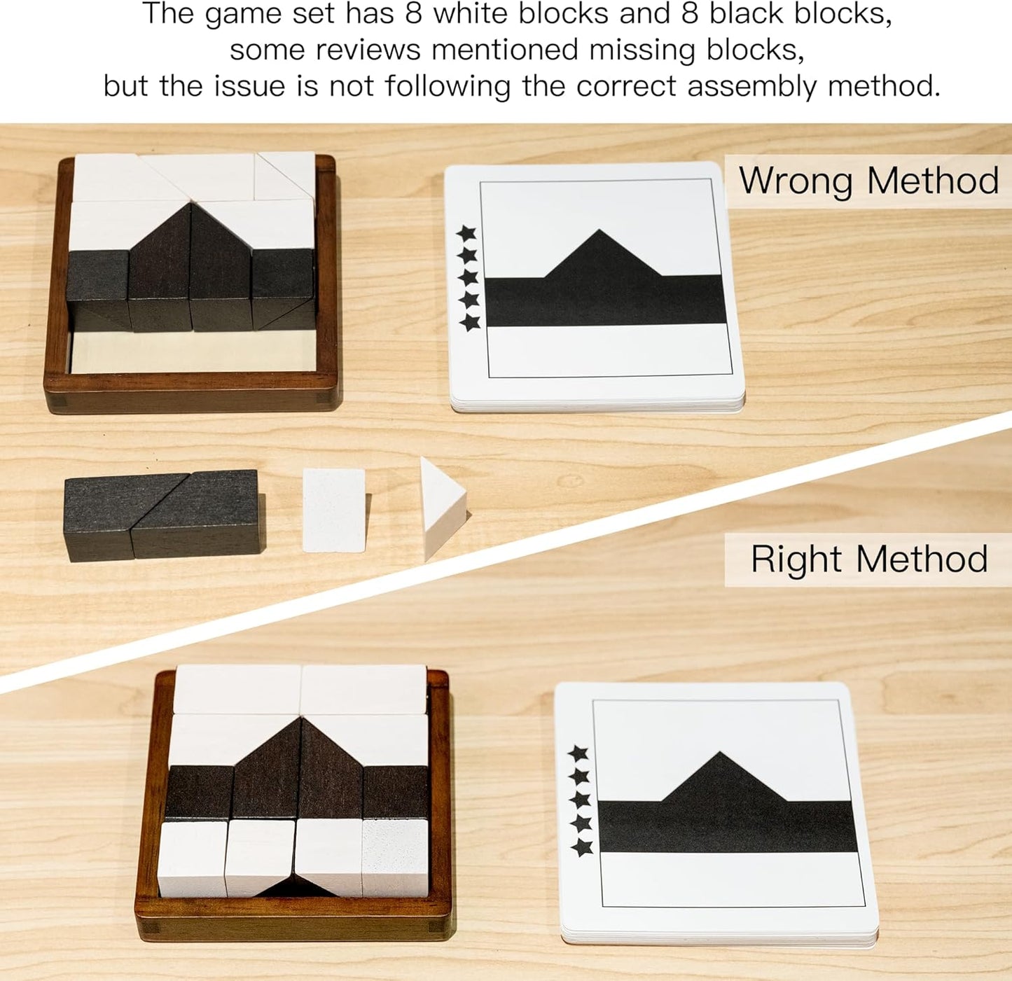 Wooden Hidden Blocks Puzzle Game - 80 Brain Challenges with Solid Wood Box | 3D Logic & Spatial Thinking Toy