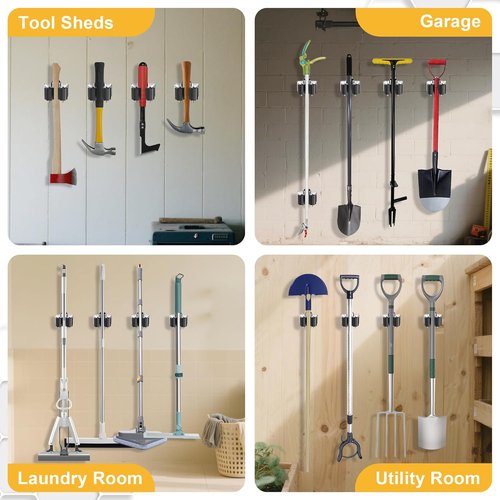 Broom Holder Wall Mount by [Brand Name] - 3 Pack Broom Rack with Star Shaped Rubber Rollers for Strong Grip & Durability