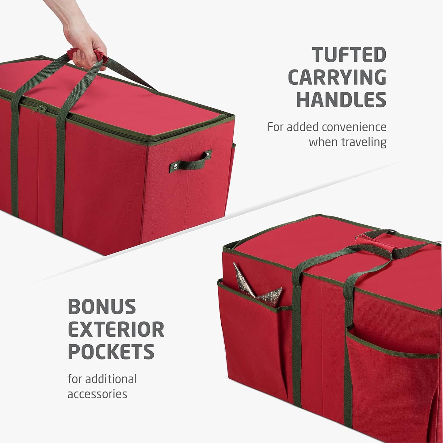 ZOBER Nutcracker Storage Containers - Christmas Ornament Box for Up to 8 15-Inch Figurines - Red