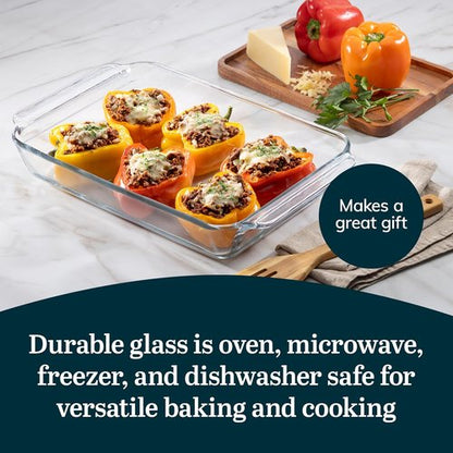 Libbey Premium 5-Piece Glass Baking Dish Set - Stackable Casserole Dishes with Lids for Lasagna & Brownies