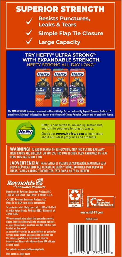 Hefty | 30 Gallon Easy Flaps Trash Bags - Durable & Convenient Waste Disposal Solution