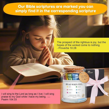 Bible Verse Jar - Inspirational Emotions & Feelings | Perfect Christian Gift for Her & Him