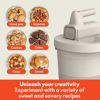 Bella 3.5 Qt Electric Mixer - 2-in-1 Hand & Stand Mixer with Bowl, Dough Hook, Whisk & Egg Beater, 200 Watt, Oatmilk