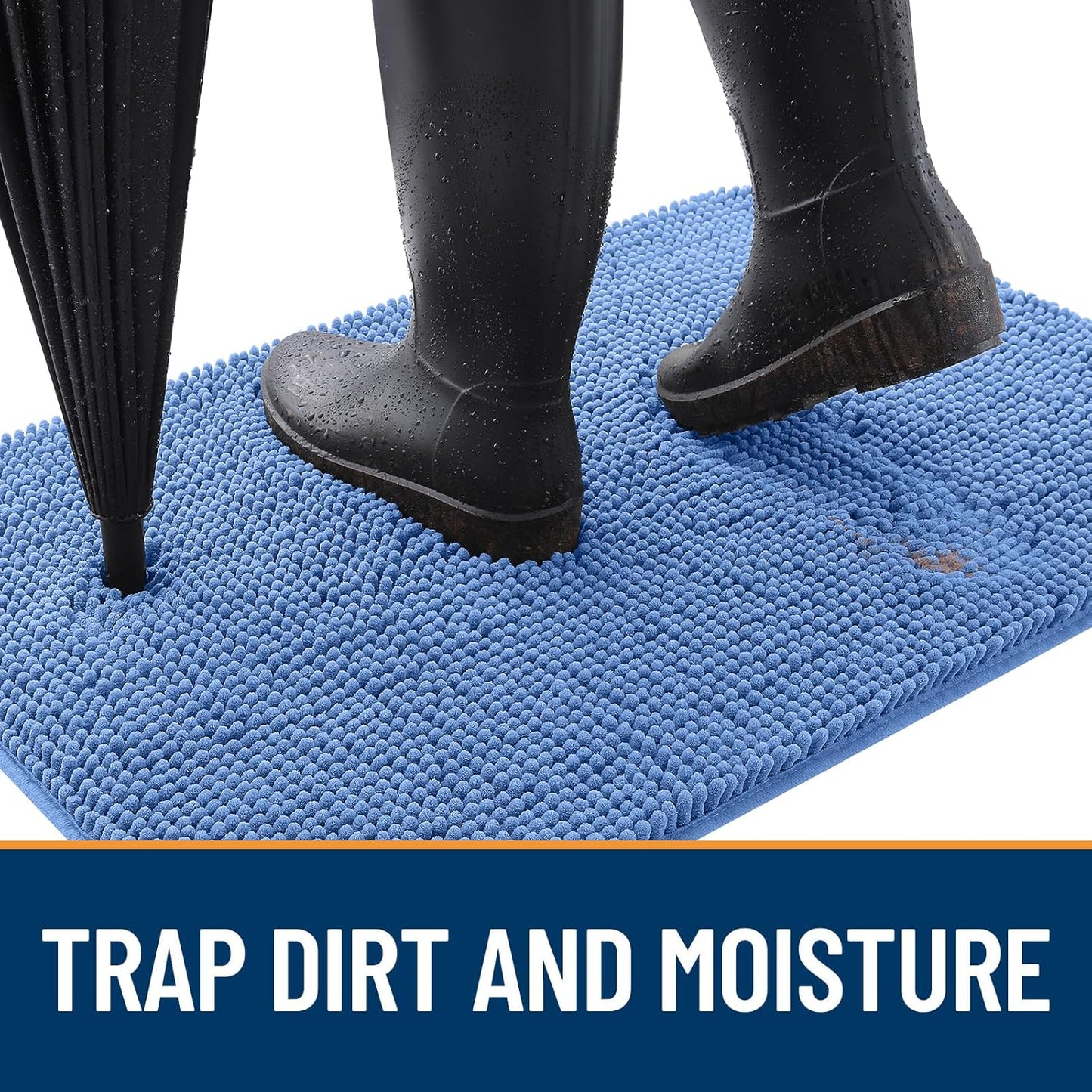 OLANLY Dog Door Mat - Absorbent Non-Slip Washable Doormat for Muddy Paws | 50x30 Cornflower Blue