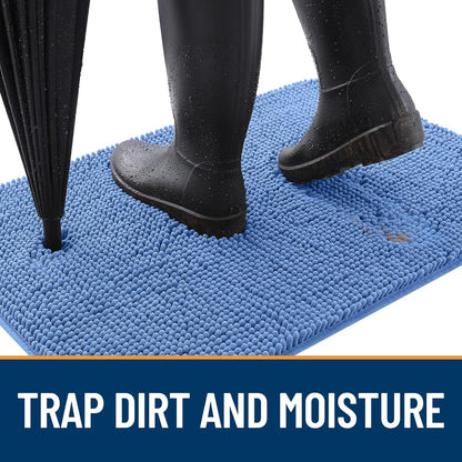 OLANLY Dog Door Mat - Absorbent Non-Slip Washable Doormat for Muddy Paws | 50x30 Cornflower Blue