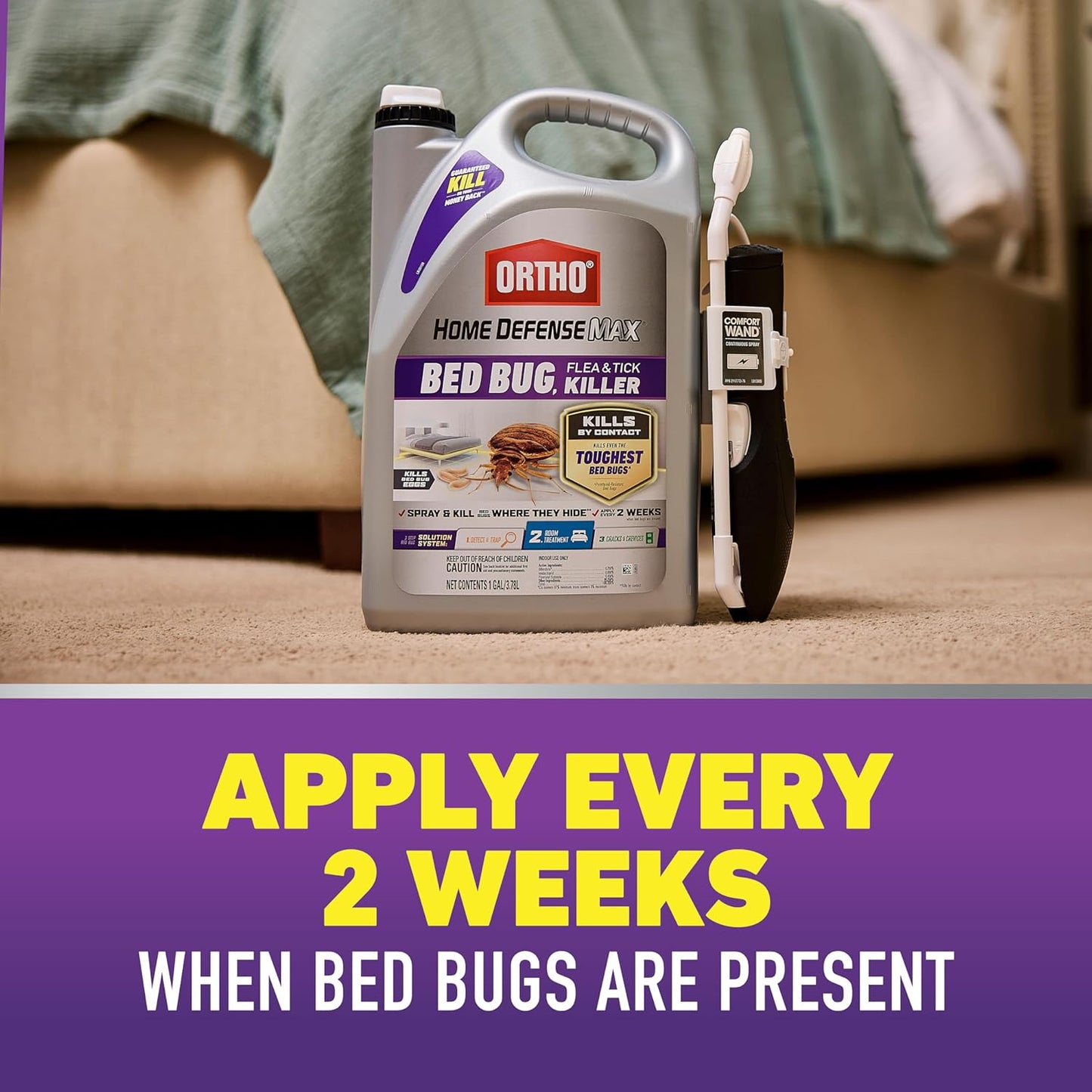 Ortho Home Defense Max Insect Spray - Effective Bed Bug, Flea & Tick Killer with Comfort Wand, 1 Gallon