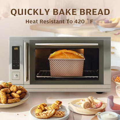 KITESSENSU Pullman Loaf Pan - Non-Stick Carbon Steel Bread Mold with Lid, 1 lb Capacity, Gold
