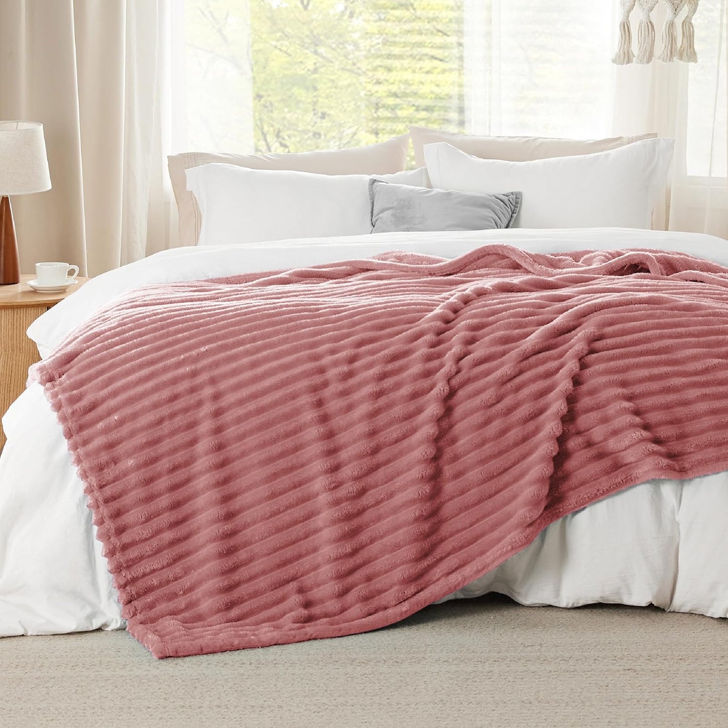 Bedsure GentleSoft King Blanket - Super Soft Dusty Pink Fleece for Cozy Comfort, 108x90 Inches